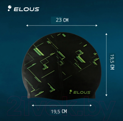 Шапочка для плавания Elous Big Matrix EL0011 (черный/зеленый)