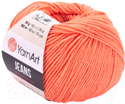 Пряжа для вязания Yarnart Jeans 55% хлопок, 45% полиакрил / 23 (160м, морковный)