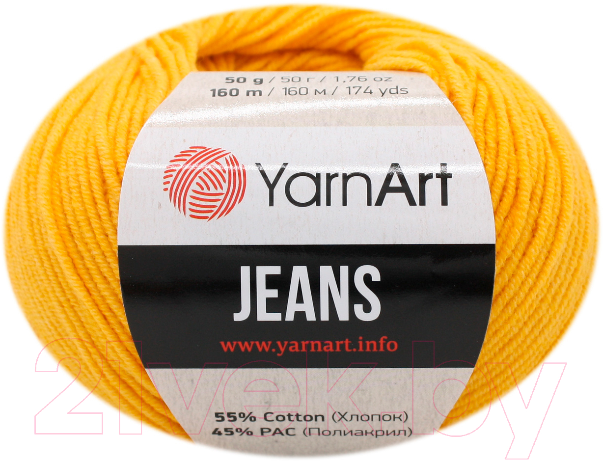 Пряжа для вязания Yarnart Jeans 35 (160м, желтый)
