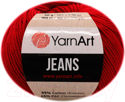 Пряжа для вязания Yarnart Jeans 51 (160м, темно-красный)