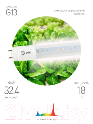 Светильник для растений ЭРА FITO-18W-Ra90-Т8-G13-NL / Б0042987