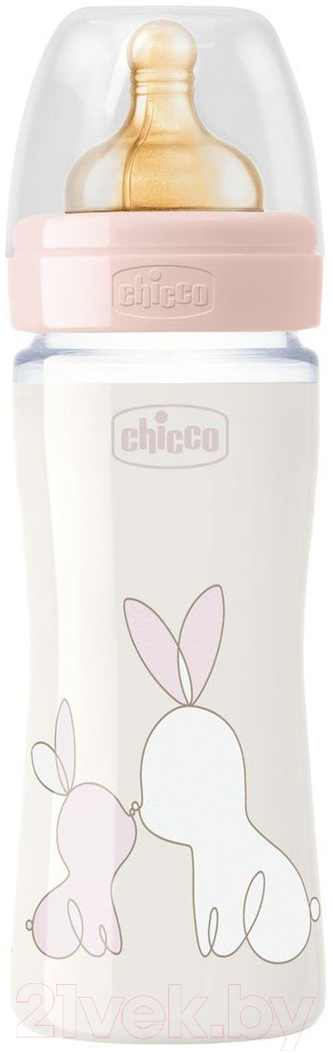 Бутылочка для кормления Chicco Original Touch Glass Girl с латексной соской / 00027720100000