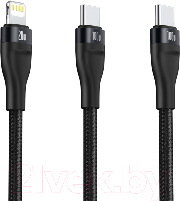 Кабель Baseus Flash Series One-for-two Fast Charging / CA1T2-F01 (1.2м, черный)