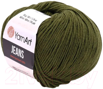 Пряжа для вязания Yarnart Jeans 55% хлопок, 45% полиакрил / 82 (160м, болотный)