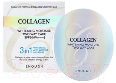 Пудра компактная Enough Collagen Whitening Moisture Two Way Cake тон 21 (2x13г)