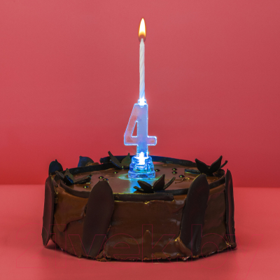 Набор свечей для торта Золотая сказка Цифра-подсвечник 4 / 591427