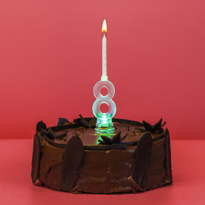 Набор свечей для торта Золотая сказка Цифра-подсвечник 8 / 591431