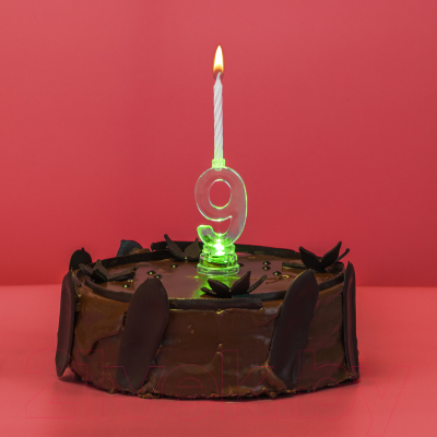 Набор свечей для торта Золотая сказка Цифра-подсвечник 9 / 591432