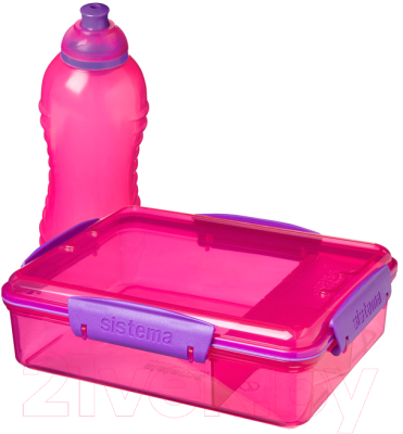 Набор для ланча Sistema 41575 (с бутылкой для воды, розовый)