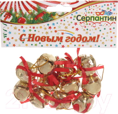 

Набор елочных игрушек Серпантин, Красный;золотистый, Бубенчики 196-629 2.5см