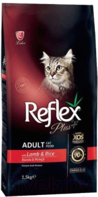 Сухой корм для кошек Reflex Plus Adult с ягненком и рисом (1.5кг)