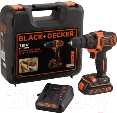 

Аккумуляторная дрель-шуруповерт Black & Decker, BDCDD186K1B-QW