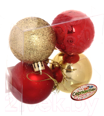

Набор шаров новогодних Серпантин, Красный;золотистый;с рисунком, Микс фактур 201-0822 5см