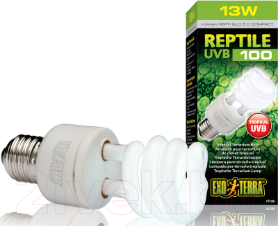 Лампа для террариума Exo Terra Reptile UVB100 Former UVB5.0 Compact 25 W PT2187 / H221870