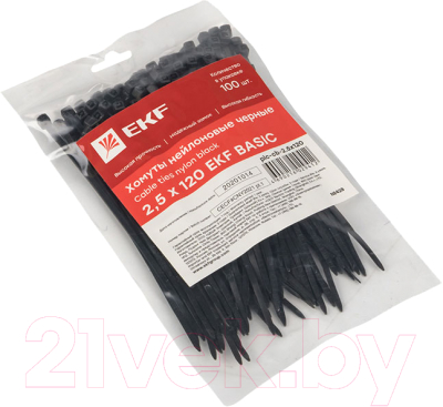 Изображение товара Стяжка для кабеля EKF Basic Plc-cb-2.5x120 (100шт, черный)