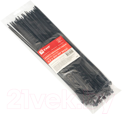 Стяжка для кабеля EKF Basic Plc-cb-3.6x300 (100шт, черный)