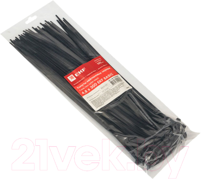 Стяжка для кабеля EKF Basic Plc-cb-4.8x300 (100шт, черный)