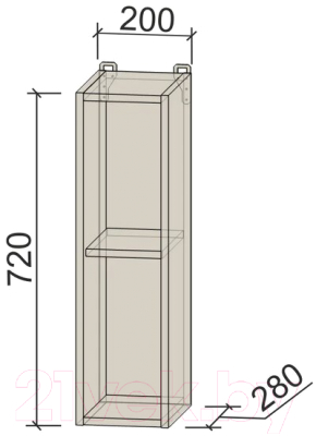Шкаф навесной для кухни Интерлиния Компо ВП20-720 (серый)