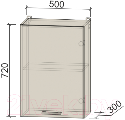 Шкаф навесной для кухни Интерлиния Компо ВШ50-720-1дв (бетон)