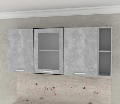Шкаф навесной для кухни Интерлиния Компо ВШ50ст-720-1дв (бетон)