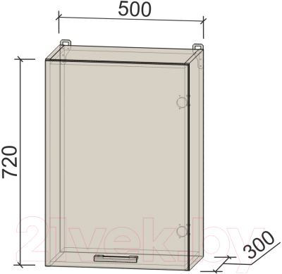 Шкаф навесной для кухни Интерлиния Компо ВШС50-720-1дв (шимо светлый)