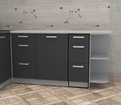 Шкаф-стол кухонный Интерлиния Компо НШ30рш3 1м+2б (антрацит)
