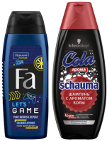 Набор косметики для тела и волос Schauma Шампунь Cola 400мл+Гель для душа Fa Lets Game 250мл - 