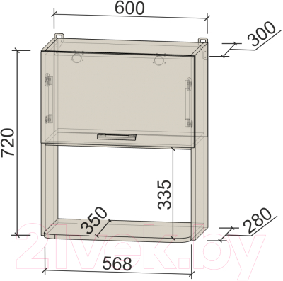 Шкаф навесной для кухни Интерлиния Компо ВШ60-720-1дг МП (дуб белый)