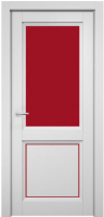 Дверь межкомнатная MDF Techno Stefany 4013 40x200 (белый/лакобель красный) - 