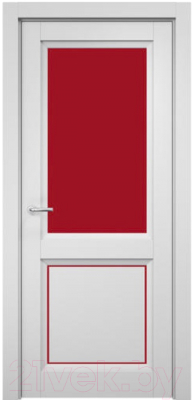 Дверь межкомнатная MDF Techno Stefany 4013 80x200 (белый/лакобель красный)