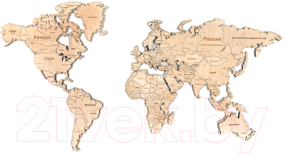 Декор настенный Woodary Карта мира XXL / 3147
