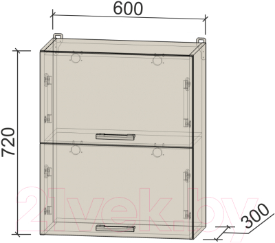 Шкаф навесной для кухни Интерлиния Компо ВШ60-720-2дг (красный)