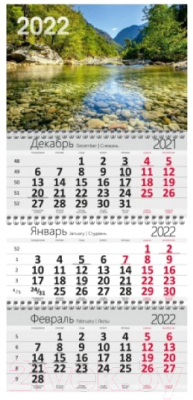 Календарь настенный No Brand Квартальный на 2022 год. Река