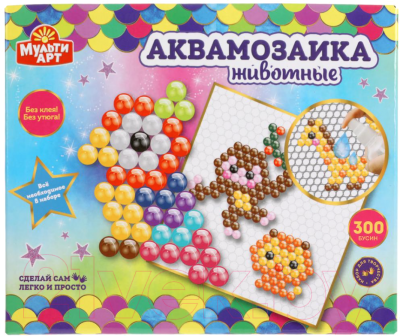 

Набор для творчества MultiArt, Аквамозаика Животные / AQUABEADS300-MULART5