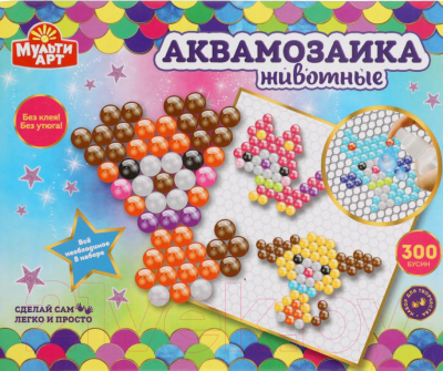 

Набор для творчества MultiArt, Аквамозаика Животные / AQUABEADS300-MULART6
