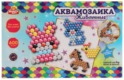 

Набор для творчества MultiArt, Аквамозаика Животные / AQUABEADS600-MULART4