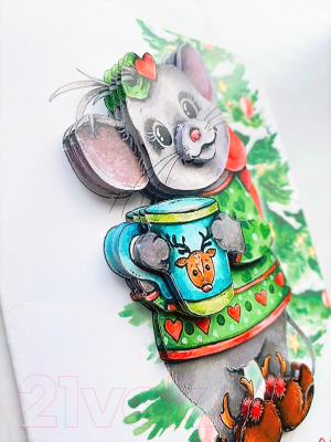 Объемная картина Papertole Новогодняя мышка / 1136с