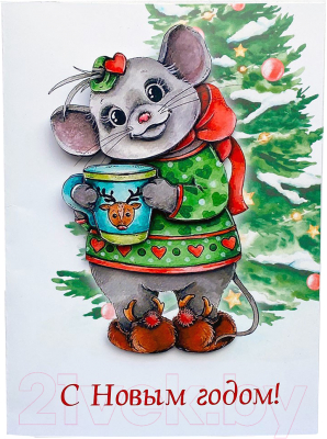 Объемная картина Papertole Новогодняя мышка / 1136с