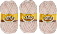 Набор пряжи для вязания Adelia Jane 50г 227м (белый/бежевый/светло-розовый, 3 мотка) - 