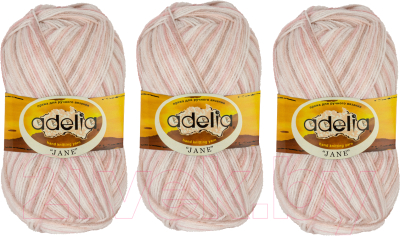 Набор пряжи для вязания Adelia Jane 50г 227м (белый/бежевый/светло-розовый, 3 мотка)