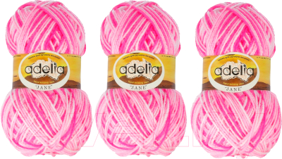 Набор пряжи для вязания Adelia Jane 50г 227м (белый/розовый/ярко-розовый, 3 мотка)