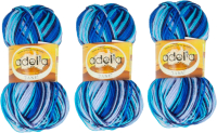 Набор пряжи для вязания Adelia Jane 50г 227м (бледно-голубой/ярко-голубой/синий, 3 мотка) - 