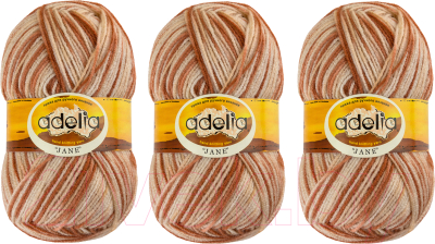 Набор пряжи для вязания Adelia Jane 50г 227м (светло-бежевый/коричневый, 3 мотка)
