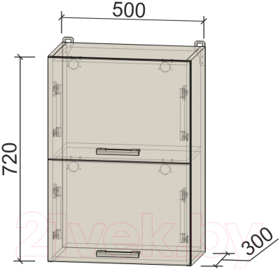 Шкаф навесной для кухни Интерлиния Компо ВШ50-720-2дг (ваниль)