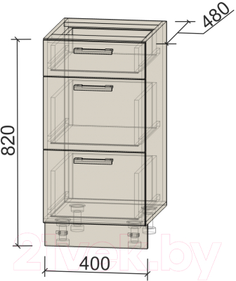 Шкаф-стол кухонный Интерлиния Компо НШ40рш3 1м+2б (антрацит)