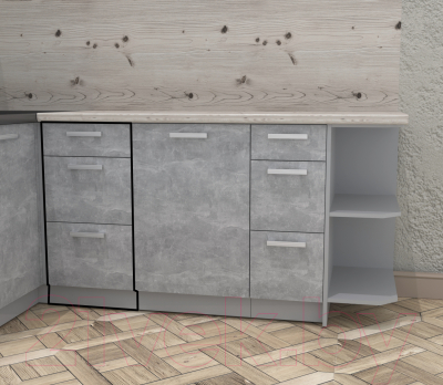 Шкаф-стол кухонный Интерлиния Компо НШ40рш3 1м+2б (бетон)