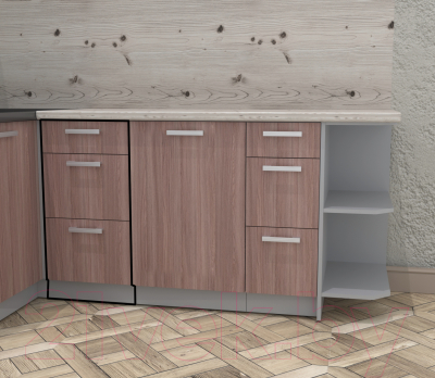 Шкаф-стол кухонный Интерлиния Компо НШ40рш3 1м+2б (ясень шимо темный)