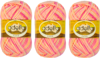 Набор пряжи для вязания Adelia Jane 50г 227м (сиреневый/светло-желтый/розовый/светло-оранжевый, 3 мотка) - 