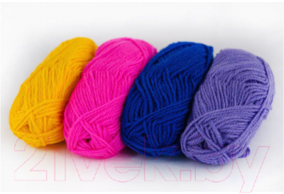 Набор пряжи для вязания Hobbius Simple 25г 66м  (желтый/розовый/фиолетовый/синий, 4 мотка)