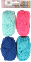 Набор пряжи для вязания Hobbius Simple 25г 66м (светло-розовый/бирюзовый/голубой/синий, 4 мотка) - 